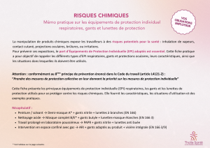Risques Chimiques_Mémo pratique sur les équipements de protection individuel respiratoires, gants et lunettes de protection